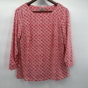 Ellie Kai Top Shirt‎ Womens 8 Orange Red Nylon Stretch Coastal Beach Travel